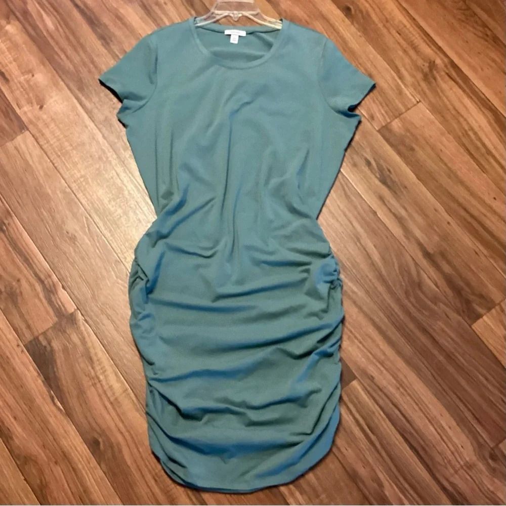 Nine West Minimalist Mint Green Ruched Bodycon Short Sleeve‎ Midi Dress XXL